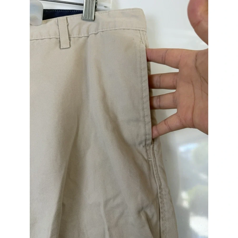 Saddlebred Mens Beige Flat Front Chino Shorts Size 36W Casual Summer Twill